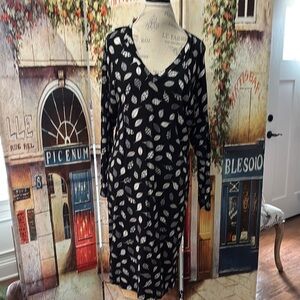 Gudrun Sjoden “Spirit” Jersey Dress, Black Patterned, Size Medium